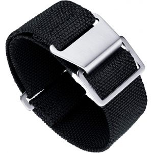 Bracelet De Montre Élastique Nylon Style Marine Nationale Parachute Bracelet Montre En Tissu Remplacement Avec Crochet Boucle Noir/Argenté Homme Femme 13 Couleurs,3 Tailles 18/20/22mm.[U1243] - Neuf