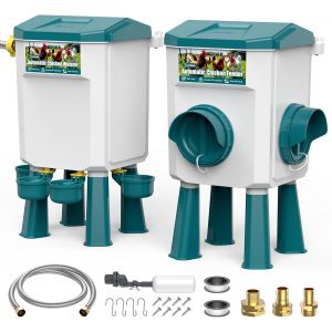 Vornixorsarlshopmangeoire Poules, Abreuvoir Poules Automatique 7 Litres Avec Pieds, Flotteur Filtr&eacute;, Tuyau En Acier Inoxydable De 1,5 M, Distributeur Eau Poule Automatique, Mangeoire Poules Anti Nuis - Neuf