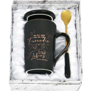 Eryi-Tasse À Café Avec Inscription En Allemand « Du Bist Mehr Als Nur Eine Freundin » - Cadeau D'anniversaire Pour Petite Amie - 400 Ml - Noir - Neuf
