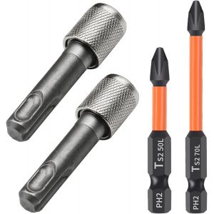 Lot de 2 porte-embouts SDS à tige hexagonale avec embout SDS 50/70 mm,porte-embout pour marteau perforateur à tige carrée,pic électrique léger,embouts hexagonaux,perceuses,douilles - Neuf