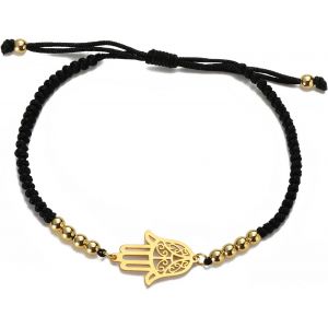 Eryi-Fatima Main Bracelet Pour Femmes Hommes En Acier Inoxydable Hamsa Main De Fatima Avec Une Perle Tressée Coloré Bracelet Réglable Talisman Bijoux Cadeau - Neuf