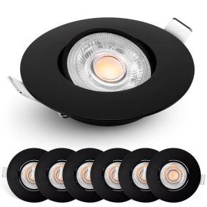 KAL-Spot Led Encastrable Dimmable, 230V, 4,9W / 480Lm | 50° Orientable, Blanc Chaud 2700K | Lot De 6 Spots De Plafond Led Dimmable Pour L'Intérieur, Plafonnier Led Encastré, Noir - Neuf