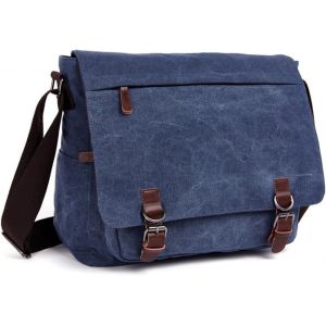 Sac bandoulière en toile pour homme, sacoche de 40,6 cm (bleu). - Neuf