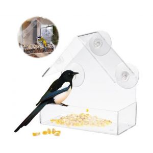 Mangeoire &Agrave; Oiseaux En Acrylique Transparent Pour Fen&ecirc;tre &iquest; En Forme De Maison, R&eacute;sistante Aux &Eacute;cureuils, Facile &Agrave; Installer, Attire Divers Oiseaux, Id&eacute;ale Pour L'observation Des Oiseaux - Neuf