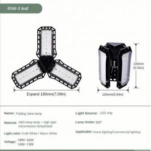 KALSA-Ampoules De Garage Led, 40W 60W 80W10000Lm, Éclairage De Garage Super Lumineux, Lumière De Magasin Led Avec Panneaux Réglables, Douille À Vis E27,45W,Cold White 6000K - Neuf