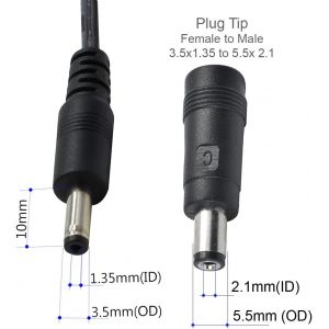Adaptateur Secteur Ac Vers Dc 5v 2a 3.5mm X 1.35mm Avec Connecteur 5,5mm X 2,1mm - Neuf