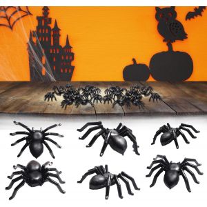 TEPPC-200 Pi&egrave;ce Blague R&eacute;aliste Araign&eacute;es Props, Noir Plastique Faux Araign&eacute;es, Petites Fausses Araign&eacute;es, pour F&ecirc;te d'halloween, Activit&eacute;s Terroristes, F&ecirc;te Th&egrave;me Bizarre (Noir) - Neuf