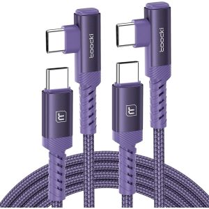Cable USB C [1M+1M] USB C vers USBC Coud&eacute; 60W, C&acirc;ble Type C Charge Rapid Tress&eacute; en Nylon Durable Compatible avec iPhone 17/16/15 Pro Max MacBook Pro iPad Galaxy S23/S22, Violet - Neuf