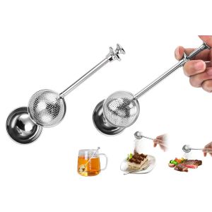 Ensemble D'infuseurs &Agrave; Th&eacute; En Acier Inoxydable Pour Th&eacute; En Vrac Et Tamisage En P&acirc;tisserie - 2 Pi&egrave;ces - Neuf