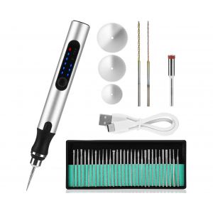 Kit de mini graveur &eacute;lectrique sans fil avec 35 embouts pour divers mat&eacute;riaux - Neuf