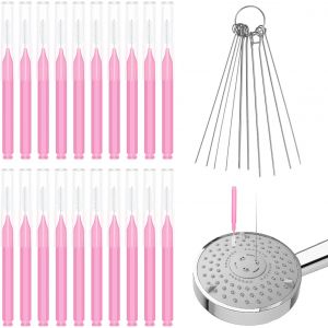 KAL-30Pcs Nettoyant Pommeau De Douche Outils, Brosse Nettoyage Pommeau De Douche Pics De Nettoyage Pour Pomme De Douche Brosse De Nettoyage Pour Petit Trou Espace Buse Fente (Rose) - Neuf