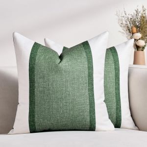 ERYI-Housse De Coussin 40X40 Coton Et Lin Taie D'Oreiller Beige Et Vert Patchwork Coussin Decoratif Canape Carré Doux Et Confortable Double Face Taie D'Oreiller Décor Pour Salon Canapé Sofa Chambres - Neuf