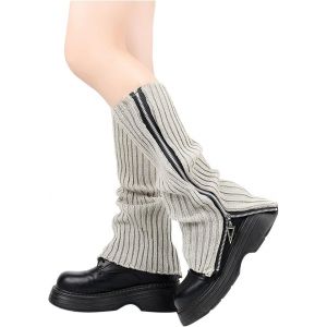 Les Femmes De Couleur Unie En Tricot D'hiver Guêtres Avec Fermeture À Glissière Sur Le Genou Du Pied Couvre Pour La Chaleur Et De La Mode À Court Réchauffeurs De Jambe - Neuf