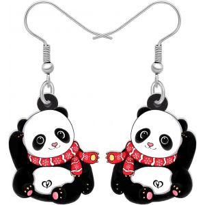 Kal-Boucles D'oreilles Panda En Acrylique Poupée Adroable Ours Brun Bijoux Panda Cadeaux Pour Femme Fille Breloques Festival - Neuf