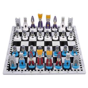 Jeu D'échecs En Bois Pour Enfants, Jouets De Modélisation De Dessins Animés, Blanc Et Noir - Neuf