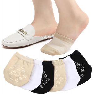 Kalanka-6 Paires Chaussettes Avant Pied Antidérapantes En Coton, Chaussettes Invisibles Demi-Chaussettes Pour Femmes, Respirant Absorber La Sueur Chaussettes À Orteils Pour Chaussures Mules Et Sandal - Neuf