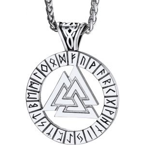 Trahoo-Collier Viking Homme En Acier Inoxydable/Noir, Pendentif Vegvisir/Médaillon Runique Avec Triquetera/Valknut, Bijou Talisman - Neuf
