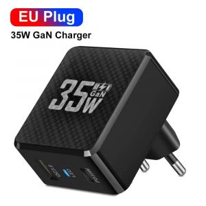 35W GaN USB Type C chargeur tablette chargeur rapide QC3.0 PD3.0 adaptateur de Charge pour Iphone 15 Xiaomi Poco F5 chargeur d'ordinateur portable--EU Black - Neuf