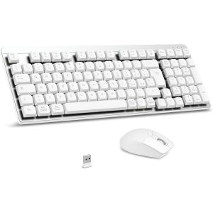 Clavier Et Souris Mécanique Sans Fil Fa98, Faible Profil Commutateur Rouge Clavier Sans Fil Avec Récepteur 2,4 G, 96 % Clavier, 98 Touches, Silencieux, Italien Qwerty Pour Pc Mac - Neuf