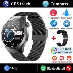 Nouveau Gt5 Pro Sport Montre Intelligente Hommes Hd Amoled &Eacute;cran Gps Trajet De Mouvement Fr&eacute;quence Cardiaque Bluetooth Appel 1.52 "Nfc Smartwatch Ip68 + Bo&icirc;te.Mesh Belt Black.Bt Call - Neuf