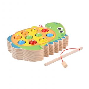 Jeu de p&ecirc;che magn&eacute;tique en bois, jeu de dessin anim&eacute;, canne &agrave; p&ecirc;che, jouet &eacute;ducatif pr&eacute;coce, jeu interactif parent-enfant pour enfants-p&ecirc;che aux dinosaures - Neuf