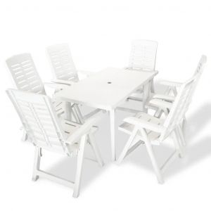 Prolenta Premium - Ensemble &Agrave; Manger D'ext&eacute;rieur 7 Pcs Plastique Blanc - Neuf