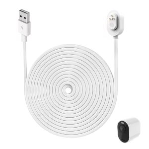 KALANKA-C&acirc;ble Magn&eacute;tique Compatible avec Arlo Ultra 1 2, Pro 3 4 5 2K, C&acirc;ble de Recharge Ext&eacute;rieur Int&eacute;rieur, Chargeur Magn&eacute;tique 3M&egrave;tres, Charge Rapide, S&eacute;curis&eacute;e, Blanc, Chargeur Extra Long pour Ca - Neuf