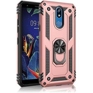 Kal-Coque Lg K40, Avec Anneau Support, Coque Etui Housse Lg K40 Antichoc Militaire [Tough Armor] Heavy Duty Shock Proof Protective Housse Pour Lg K40- Rose Or - Neuf