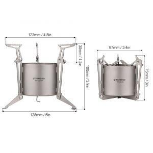 Tomshoo RéChaud à Alcool En Titane Avec Pieds Pliables Et Supports De Pot Pour Camping RandonnéE Sac à Dos CuisinièRe De Cuisine En Plein Air - Neuf