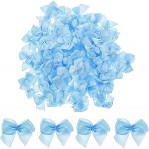 Kal-Lot De 100 Petits Noeuds Pr&eacute;-Nou&eacute;s En Ruban De Satin Bleu Pour Travaux Manuels, Couture, Scrapbooking, Cadeau De Mariage, No&euml;l, D&eacute;coration De F&ecirc;te D'anniversaire (Bleu) - Neuf