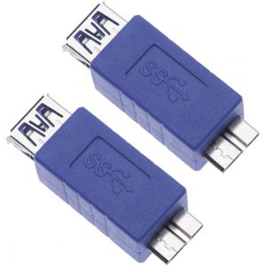 KALANKA-Adaptateur Mâle USB 3.0 Femelle vers Micro B Connecteur de coupleur USB A Femelle à mâle Micro B Connecteur Court Adaptateur convertisseur pour Ordinateurs, Ordinateurs Portables (Lot de 2) - Neuf