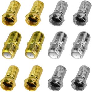 6 PCS Jeu de Connecteurs F Connecteur de Compression M&acirc;le Jack Adaptateur SMA Femelle Connecteur Coaxial Adaptateur Prise F vers TV pour Remplacement du Connecteur d'Antenne(Or et Argent) - Neuf