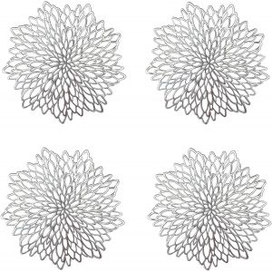 (Argent) 4 Pièces Set De Table Argenté, Set De Table Rond Creux, Set De Table Rond En Plastique, Utilisé Pour L'isolation Thermique Des Assiettes Et La Décoration De Table - Neuf