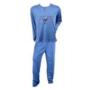 Pyjama Homme Long Sweet Secret C2709 Polo Confort Bleu - Neuf