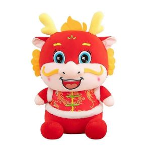 2024 Nouvel An chinois Dragon Peluche Mascotte Dragon Poup&eacute;e Animal En peluche Zodiac Dragon Jouet pour Chinois - Neuf