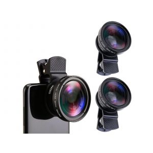 Kit d'objectif macro grand angle 0,45x portable 2 en 1 pour appareil photo de t&eacute;l&eacute;phone portable - Neuf
