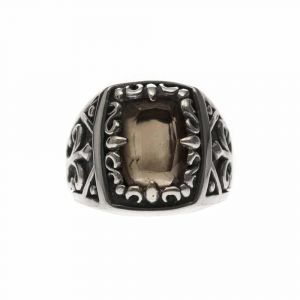 Chevali&egrave;re Homme Argent Quartz Fum&eacute; L'esprit Du Roi - Neuf