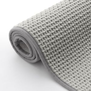 KAL-Tapis De Bain En Chenille - Doux - Antidérapant - Lavable - Absorbant - Pour Salle De Bain, Douche, Baignoire - 40 X 60 Cm - Gris Clair - Neuf