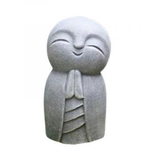 Statue decorative en resine durable grise, petit Bouddha Jizo, sculpture pour exterieur, JIKAIX - Neuf