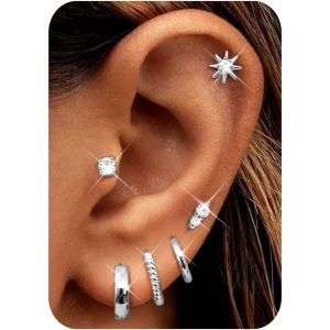 Kalhx-Boucles D'oreilles En Or Hypoallergénique Boucles D'oreilles À Dos Plat Boucles D'oreilles Cartilage Pour Boucles D'oreilles À Dos Plat - Neuf
