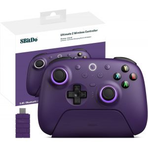 8Bitdo Ultimate 2 Manette Sans Fil 2.4G Pour Pc Android, Mise Jour Tmr Joystick , Déclencheurs Tactiles/Effet Hall Commutable[J182] - Neuf