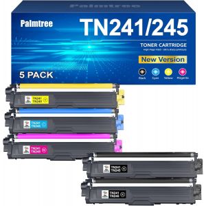 Tn241 Tn245 Toner De Remplacement Pour Brother Tn-241 Pour Brother Mfc 9332Cdw Toner Dcp 9022Cdw Mfc-9142Cdn Hl-3142Cw Dcp-9022Cdw Mfc-9332Cdw Dcp-9020Cdw Hl-3152Cdw Hl-3140Cw (5-Pack) - Neuf