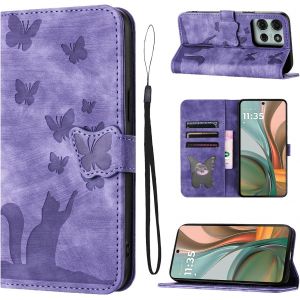 Kal-Housse Protection Pour Motorola Moto G75 5g 6.78 Pouces Matériau En Cuir Pu Coque Moto G75 Avec Fentes Pour Cartes Housse Moto G75 Violet - Neuf