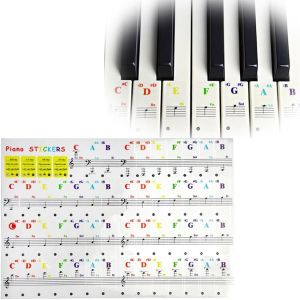 ChenQuanSarl-Autocollants De Piano,Autocollants De Piano Ou De Clavier Colorés Pour Claviers 88/61/49/37, Autocollants De Notes De Touches De Piano Transparents Et Amovibles Pour Enfants Et Débutants - Neuf