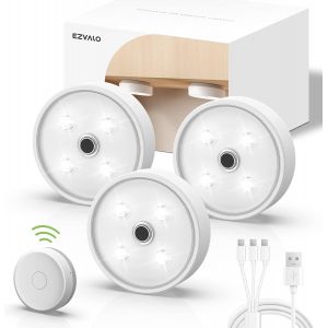 Lampe Led Sans Fil,Spot Led Rechargeable Sous Meuble 2000mah Télécommande,2 Groupe Contrôle,Gradation Par Induction,Veilleuse Led Cuisine,Vitrines,Escalier,Placard 6pcs Ez0210 Lumière Blanche - Neuf