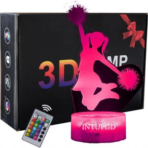 Ntupgd Cheerleading Veilleuse Pour Enfants, Veilleuse Basket Ball 3d Lampe 16 Couleurs Changeantes À Intensité Variable, Cadeau D'anniversaire Et Décoration De Fête Lampe 3d - Neuf