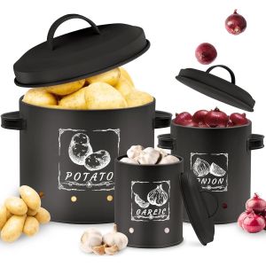 Lot De 3 Boîtes De Rangement Polyvalentes Pour Pommes De Terre Avec Système D'aération Pour Garder Les Légumes Frais Plus Longtemps,Idéal Pour Le Stockage Des Oignons Et Le Stockage Des.[M64] - Neuf