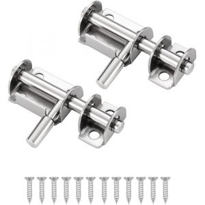 ChenQuanSarl-2 Pcs Loquet Porte Targette Acier Inoxydable Mini Verrou De Baie Coulissante Convient Aux Portes De Jardin Fenêtres Entrepôts (Argent) - Neuf