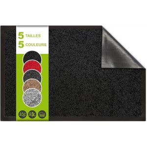 Kalanka-® | Tapis D'entrée Intérieur | Paillasson Durable Et Antidérapant | Absorbe L'eau Et Ramasse La Saleté | Facile À Nettoyer | Collection Future (Noir, 40x60cm) - Neuf
