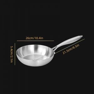 Ore-Poêle À Frire En Acier Inoxydable 304,Poêle Antiadhésive,Poêle À Steak,Poêle Non Revêtue,Ustensiles De Cuisine-26cm- - Neuf